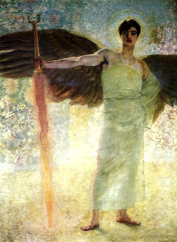 Guardian Of Paradise Poster featuring the painting Guardian Of Paradise #1 by Franz von Stuck
