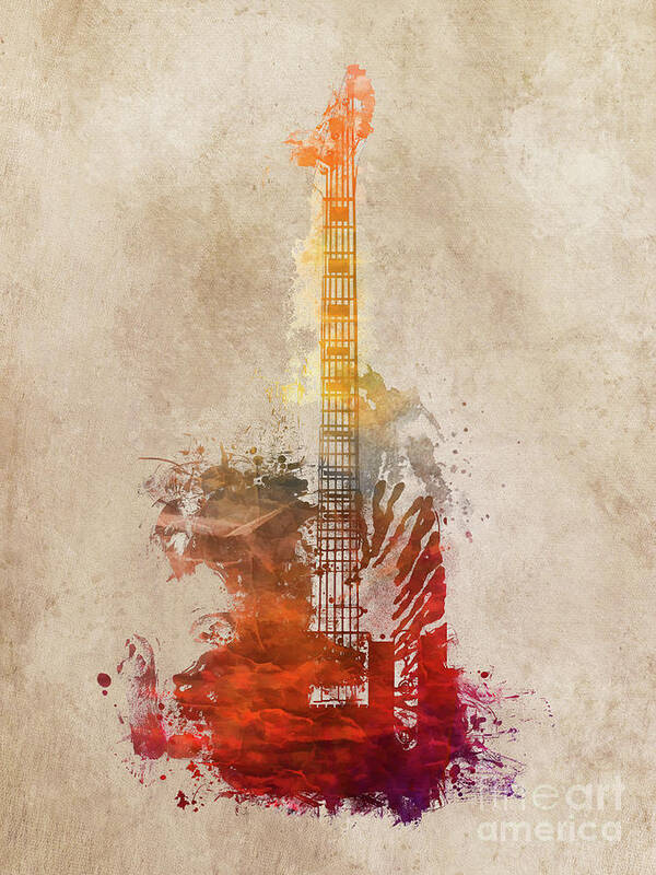 Guitar Poster featuring the digital art Guitar music instrument #1 by Justyna Jaszke JBJart