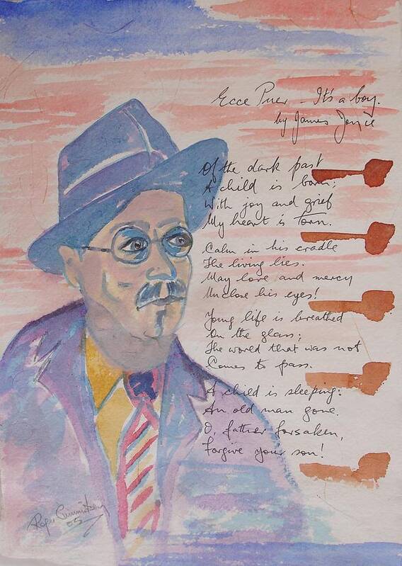 Limited Edition Print Poster featuring the painting James Joyce #1 by Roger Cummiskey