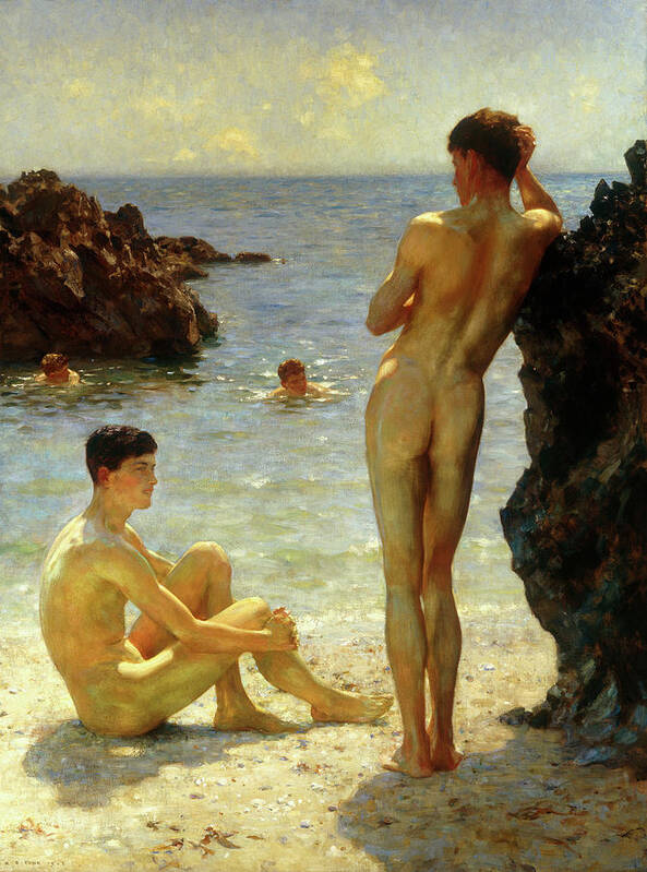 Henry Scott Tuke Poster featuring the painting Lovers Of The Sun #1 by Henry Scott Tuke