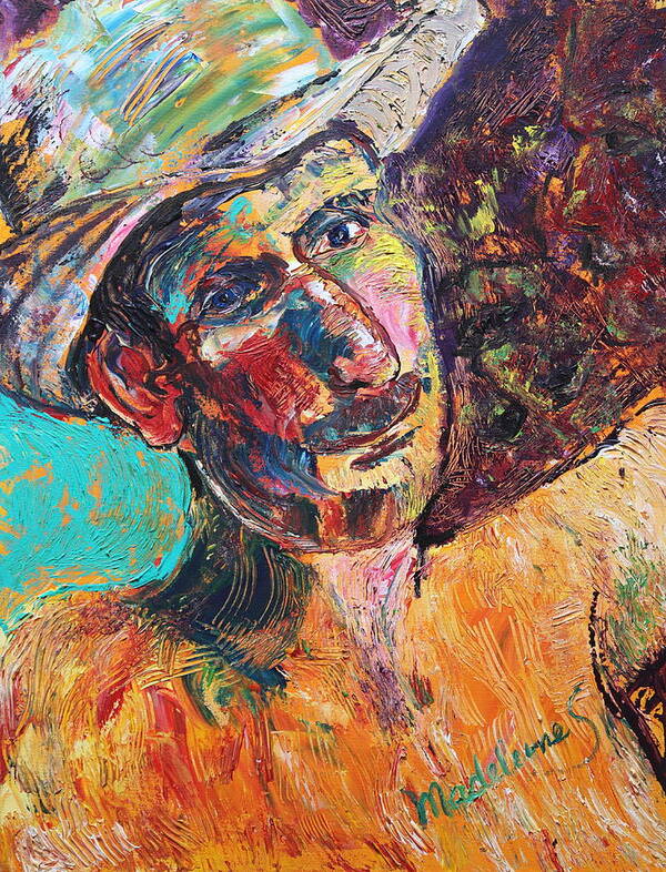Portrait Poster featuring the painting Man in the sun by Madeleine Shulman