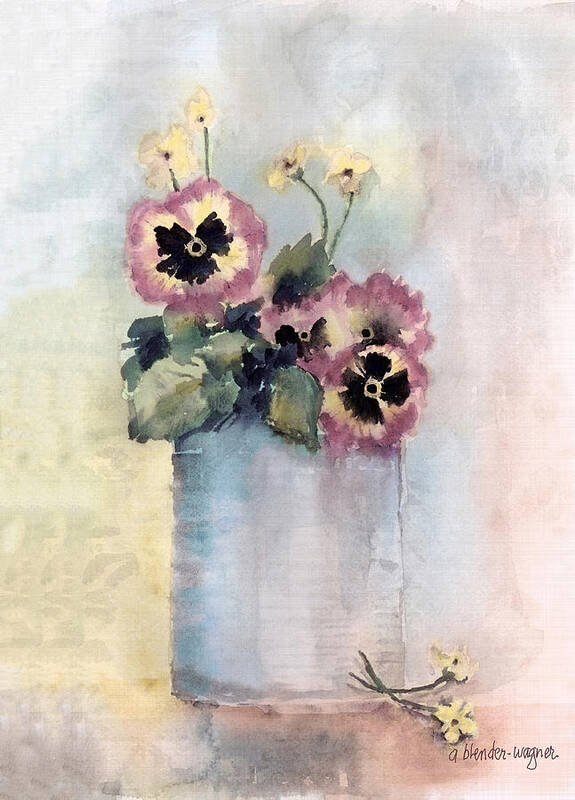 Pansy Poster featuring the painting Pansies In A Can #1 by Arline Wagner