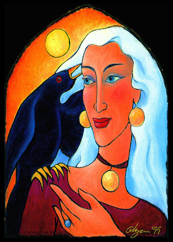 T Poster featuring the painting Raven Speaks #1 by Angela Treat Lyon