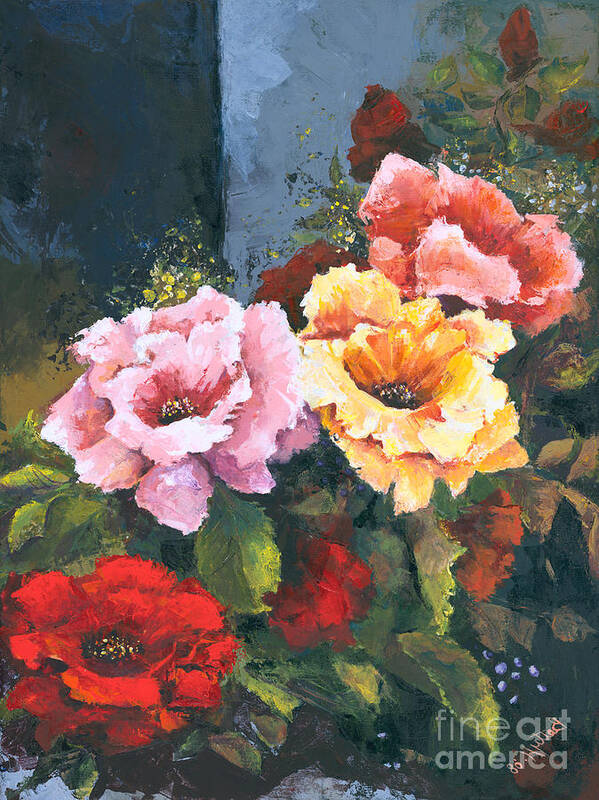 Flowers Poster featuring the painting Roses by Elisabeta Hermann