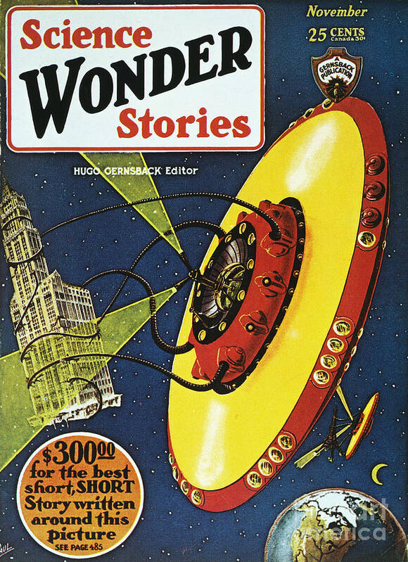1929 Poster featuring the photograph Sci-fi Magazine Cover, 1929 #1 by Granger