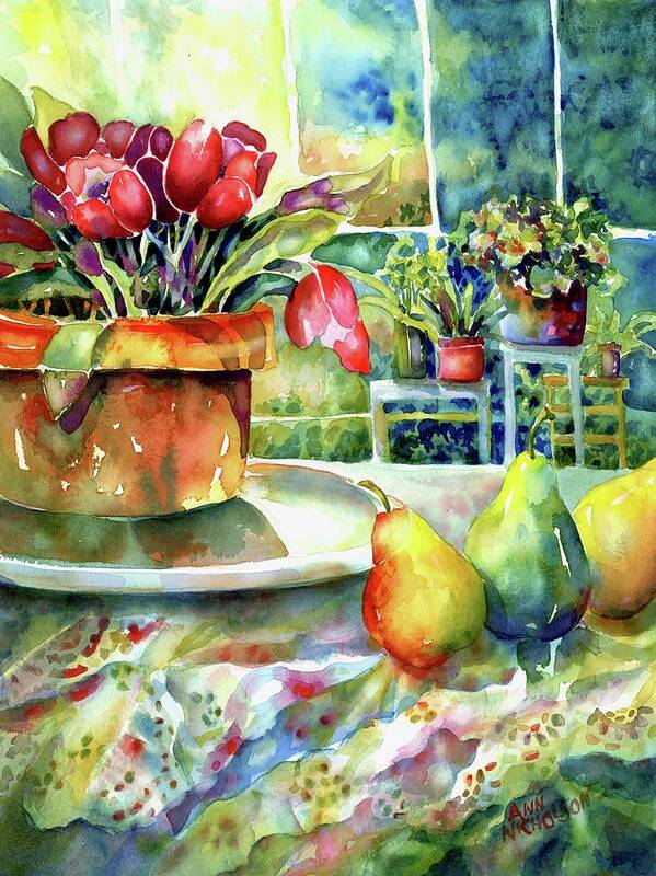 Watercolor Poster featuring the painting Solarium #1 by Ann Nicholson