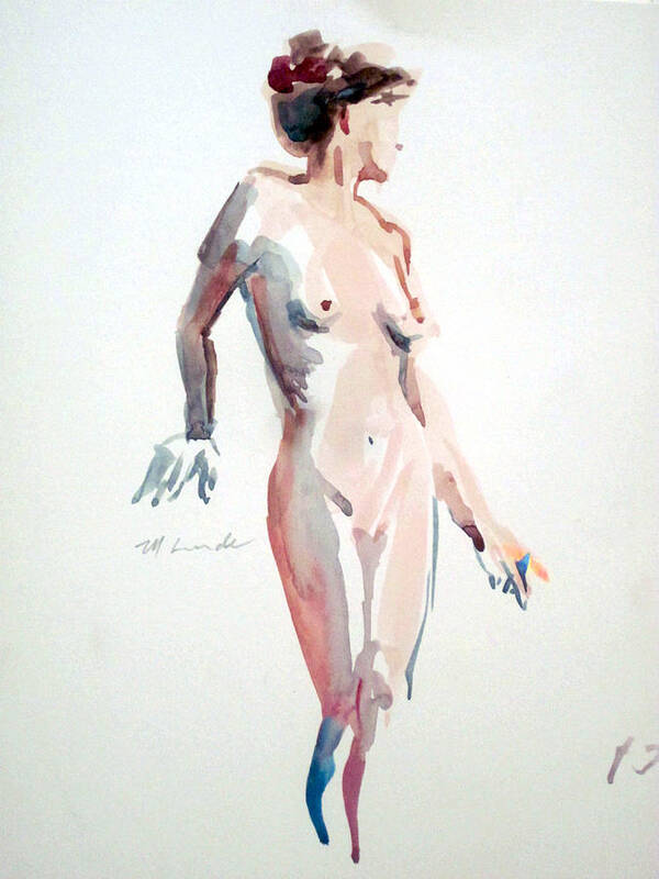 Nudes Poster featuring the painting Standing Nude #1 by Mark Lunde