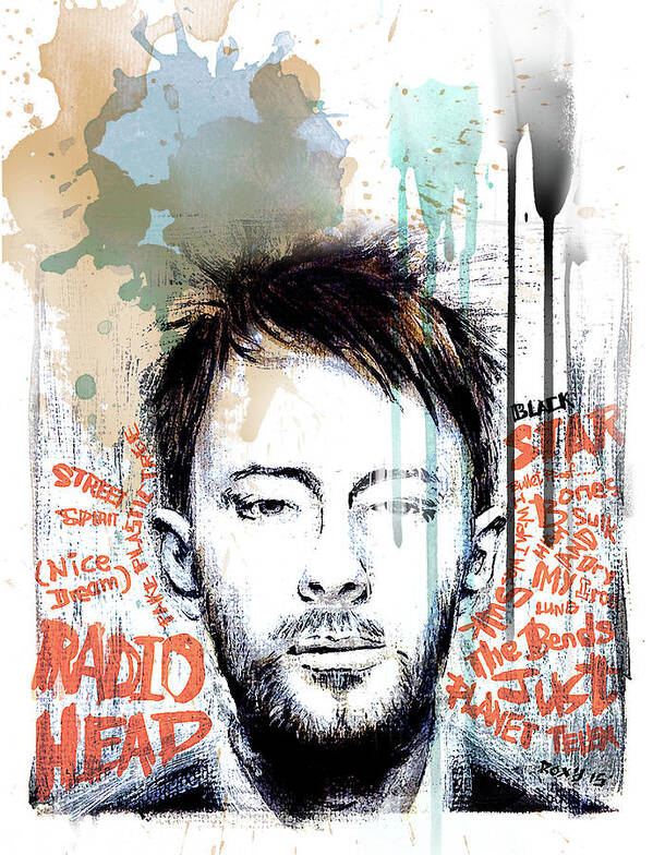 Radiohead Poster featuring the painting Thom Yorke #2 by Art Popop
