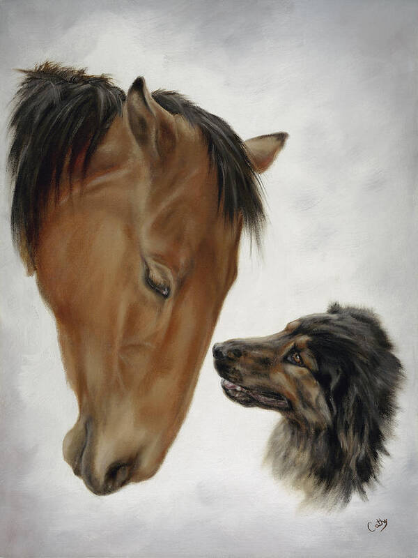 Horse Poster featuring the painting Trail Mates #1 by Cathy Cleveland