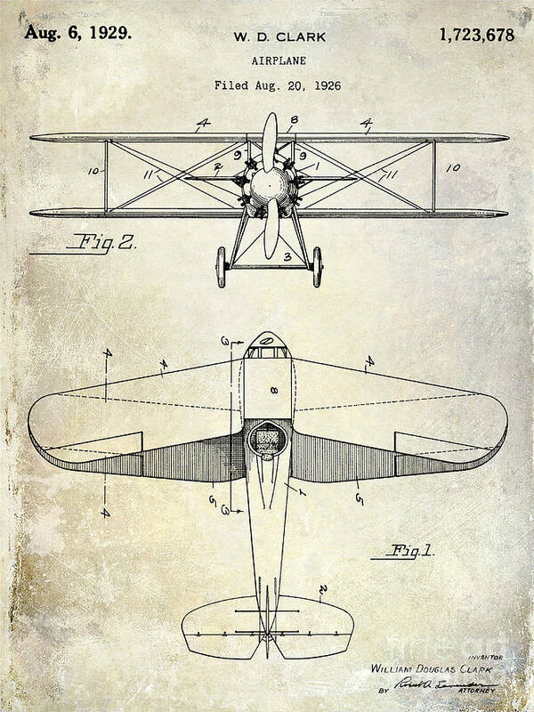 Airplane Patent Poster featuring the photograph 1929 Airplane Patent by Jon Neidert