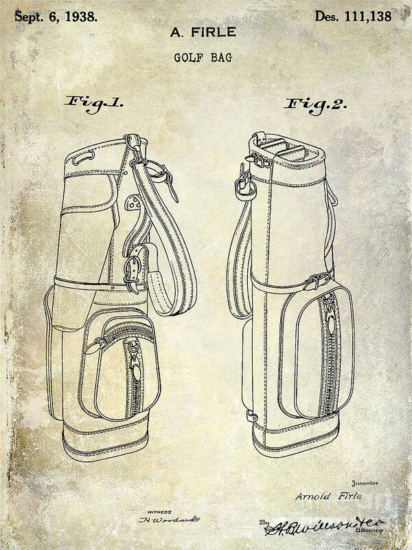 Golf Bag Poster featuring the photograph 1938 Golf Bag Patent by Jon Neidert