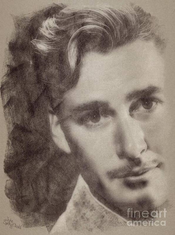 Classic Poster featuring the pastel Errol Flynn, Vintage Hollywood Actor #2 by Esoterica Art Agency