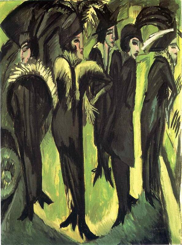 Five Women At The Street - Ernst Ludwig Kirchner Poster featuring the painting Five Women at the Street #2 by Ernst Ludwig
