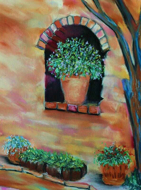Courtyard Poster featuring the pastel Nash's Courtyard #2 by Melinda Etzold