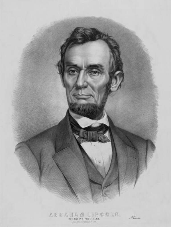Abraham Lincoln Poster featuring the drawing President Lincoln #2 by War Is Hell Store