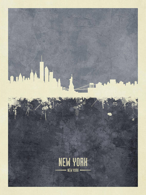 New York Poster featuring the digital art New York Skyline #38 by Michael Tompsett