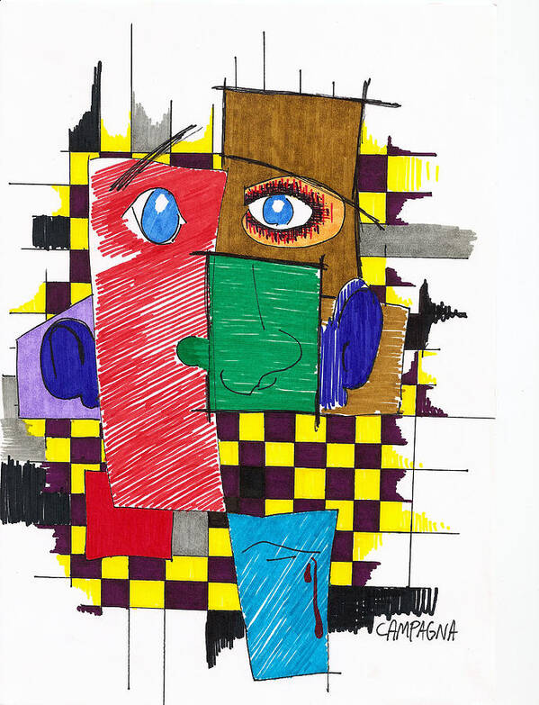 Artist Marker Poster featuring the drawing Untitled #41 by Teddy Campagna