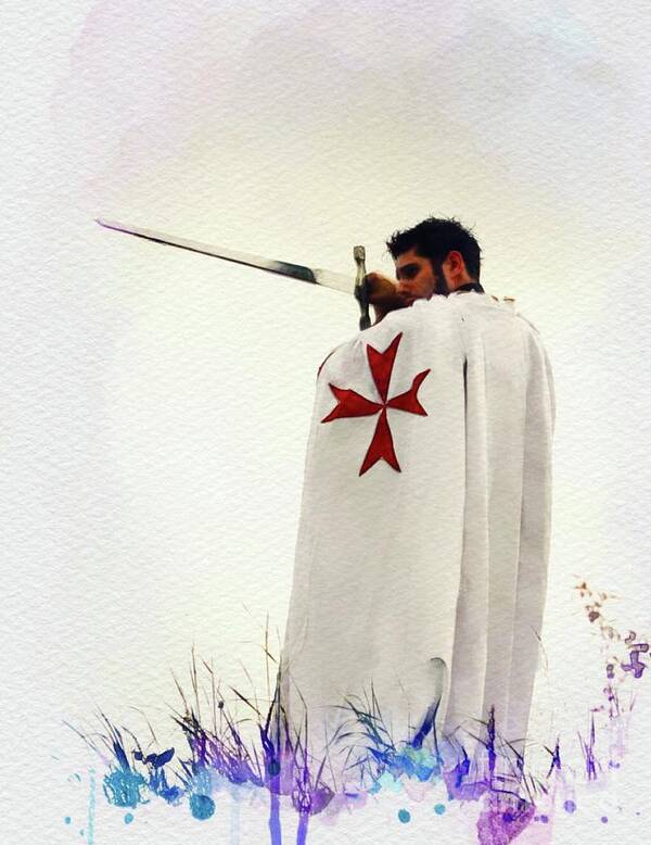 Templar Poster featuring the painting The Lone Crusader - Knights Templar #5 by Esoterica Art Agency