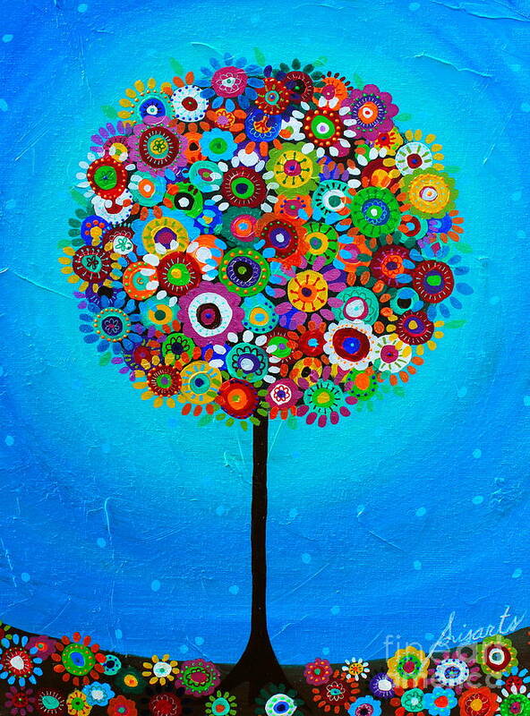 Tree Poster featuring the painting Tree Of Life #92 by Pristine Cartera Turkus