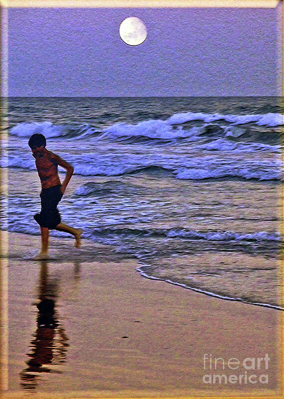 Beach Poster featuring the photograph A Boy's Beach Run by Lydia Holly