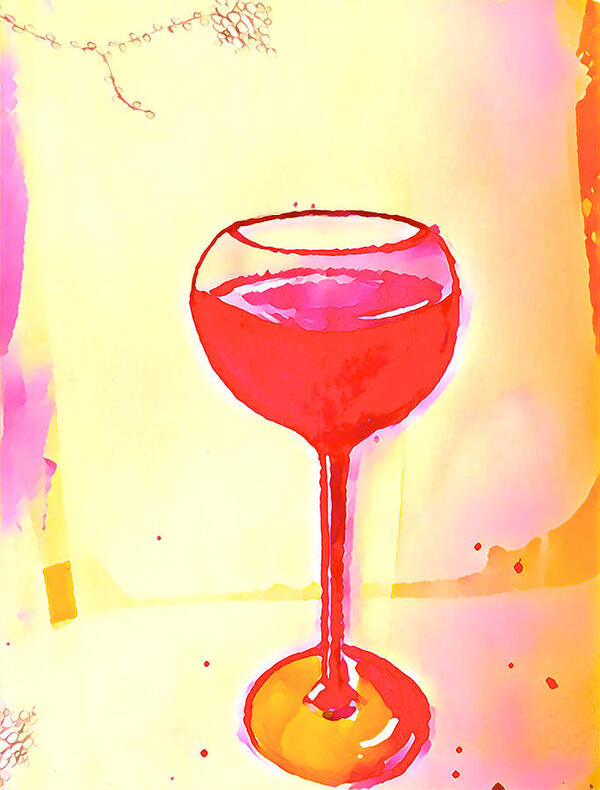 Wine Poster featuring the mixed media A Glass of Vino 2 by Vanessa Katz