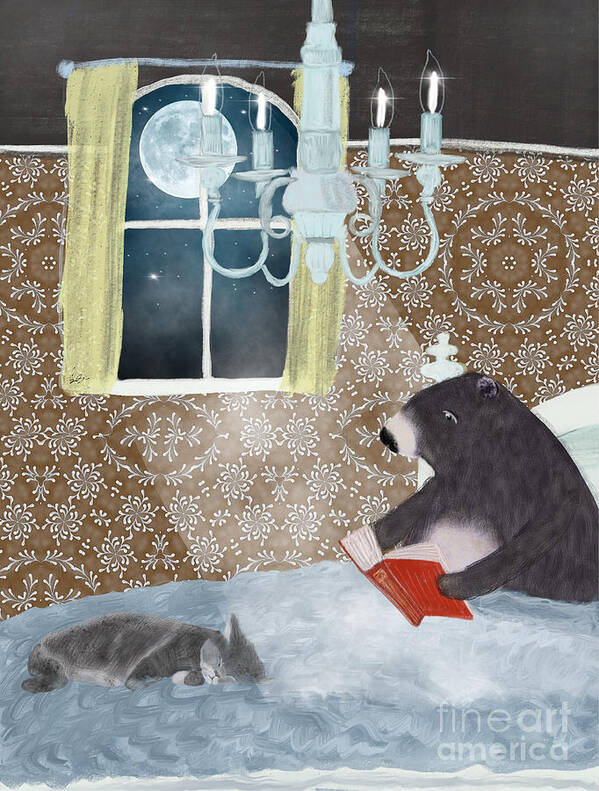 Bears Poster featuring the painting A good read by Bri Buckley