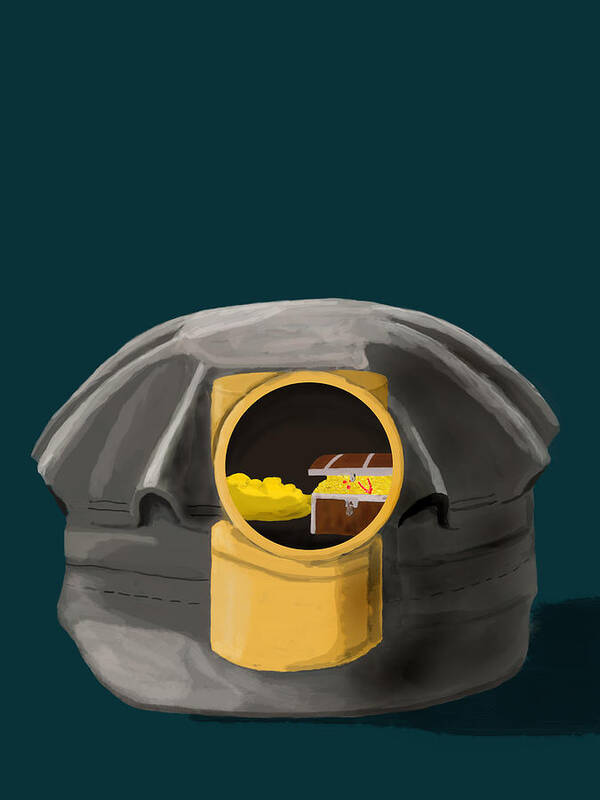 Illustration Poster featuring the digital art A treasure inside the miners helmet by Keshava Shukla