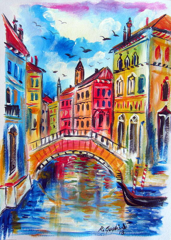 Venice Poster featuring the painting A Venetian Bridge by Roberto Gagliardi