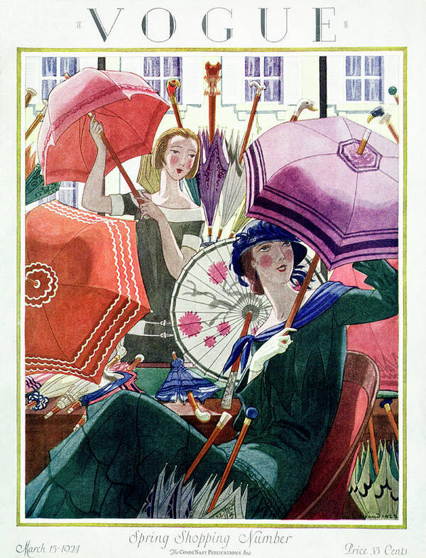 Illustration Poster featuring the photograph A Vintage Vogue Magazine Cover From 1924 by Pierre Brissaud
