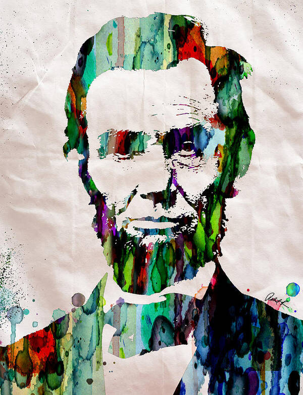 Abraham Poster featuring the painting Abraham Lincoln Art Watercolor by Robert R Splashy Art Abstract Paintings