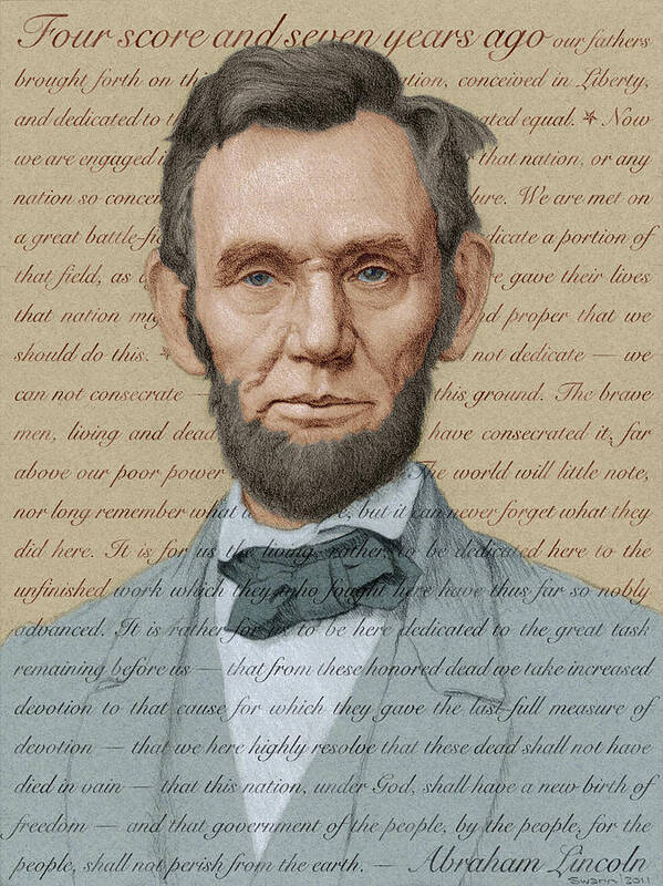 Abraham Lincoln Poster featuring the digital art Abraham Lincoln - Soft Palette by Swann Smith