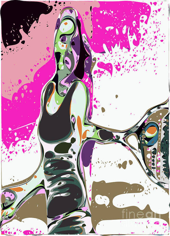  Tennis Poster featuring the digital art Abstract Female Tennis Player by Chris Butler