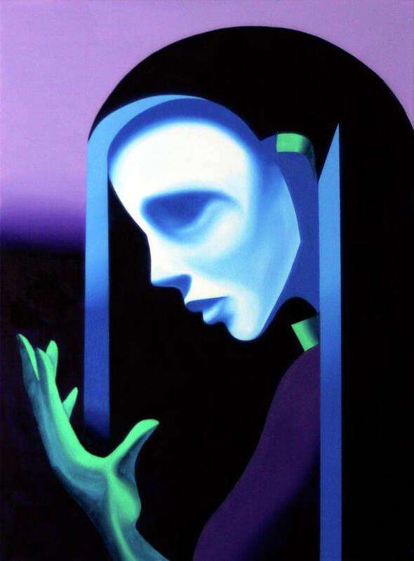 Abstract Poster featuring the painting Abstract Ghost Mask by Mark Webster