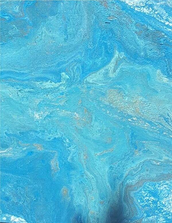 #acrylicdirtypours #abstractacrylics #coolbluesacrylics #coolpaintings #abstractartforsale #camvasartprints #originalartforsale #abstractartpaintings Poster featuring the painting Acrylic Dirty Pour with Turquoise Aquas Blues and Gold by Cynthia Silverman