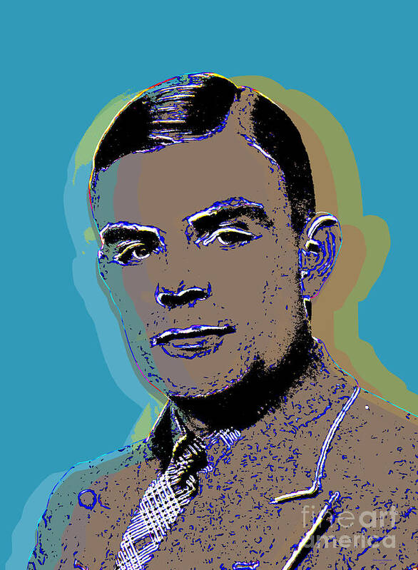 Turing Poster featuring the digital art Alan Turing Pop Art by Jean luc Comperat