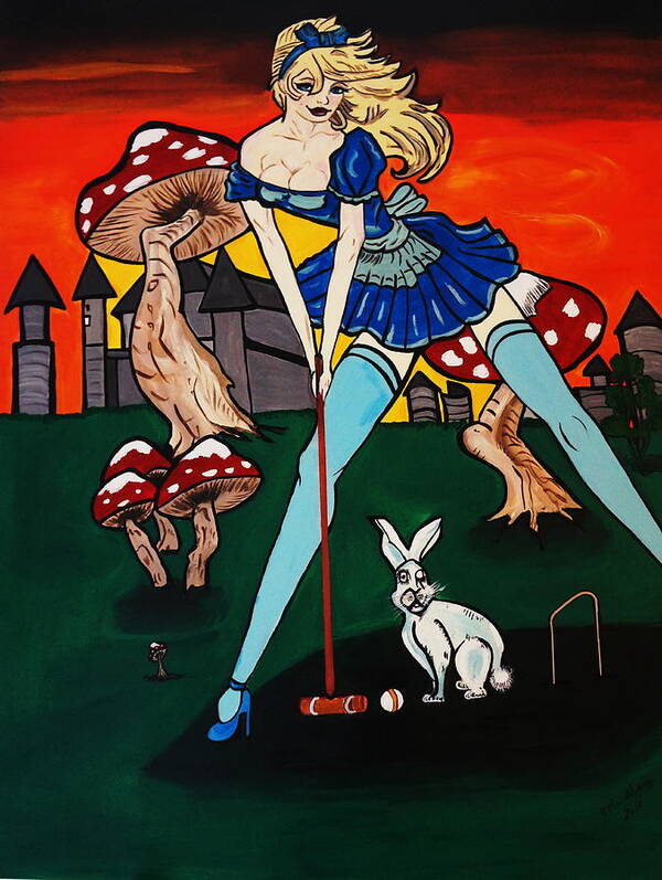 Alice In Wonderland Poster featuring the painting ALICE'S in wonderland by Nora Shepley