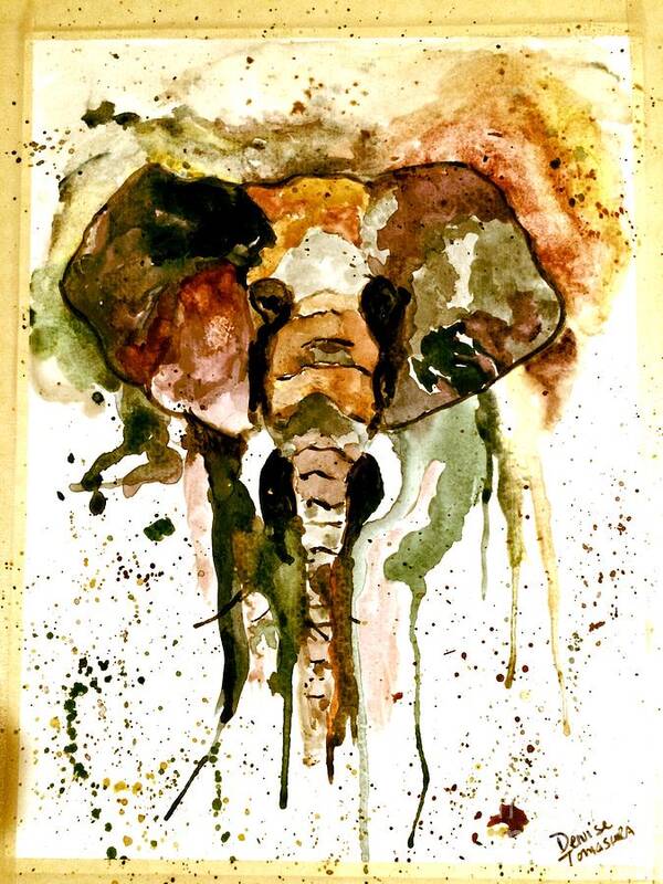 Abstract Elephant Poster featuring the painting All Ears by Denise Tomasura
