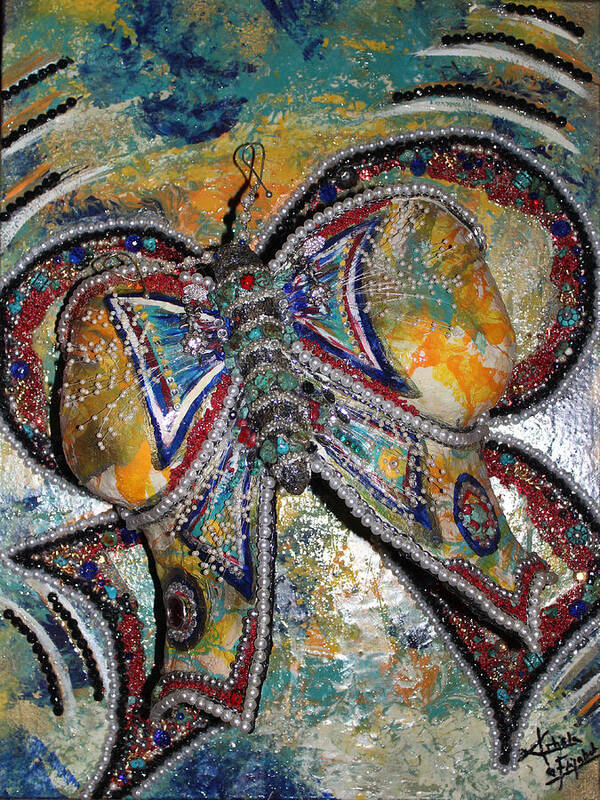 Sculpture Poster featuring the mixed media Amanda - My precious butterfly Supporter by Artista Elisabet