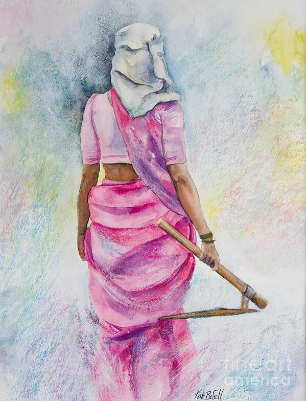 Indian Woman Poster featuring the painting Amazon lll by Kate Bedell