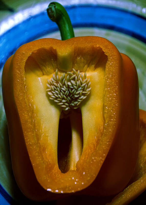 Food Poster featuring the photograph An Orange Bell Pepper #2 by Ben Upham III