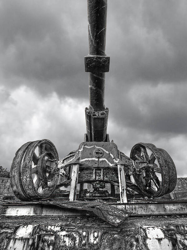 Cannon Poster featuring the photograph Ancient Cannon in Black and White by Gill Billington