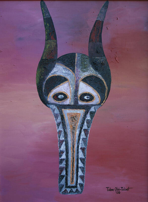 Antelop Mask Poster featuring the painting Antelop Mask by Obi-Tabot Tabe