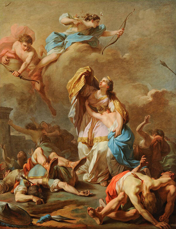 Pierre-charles Jombert Poster featuring the painting Apollo and Diana Killing the Children of Niobe by Pierre-Charles Jombert