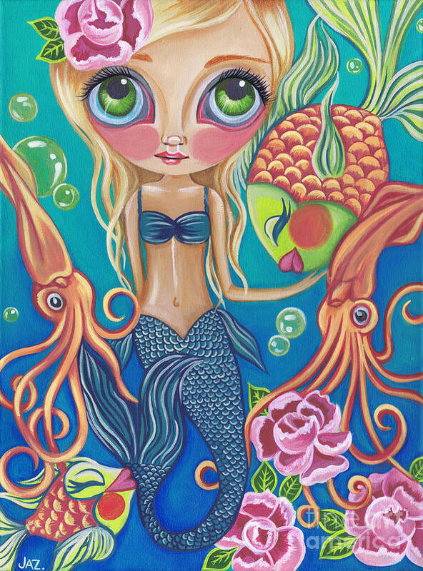 Mermaid Poster featuring the painting Aquatic Mermaid by Jaz Higgins