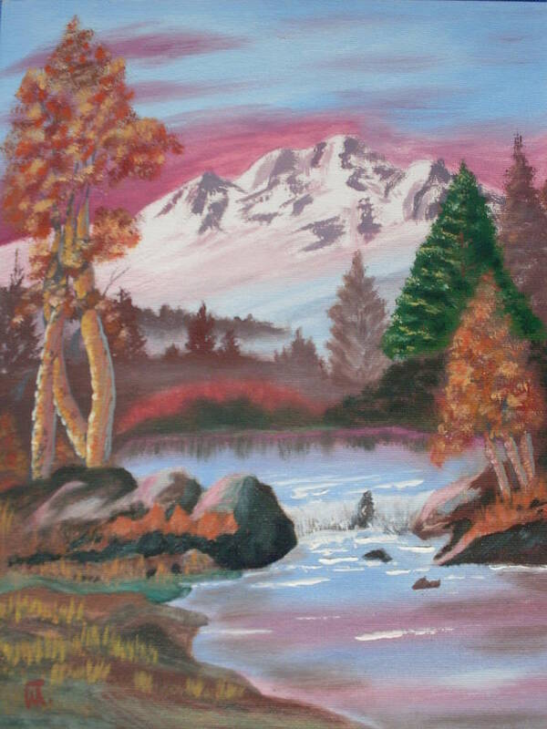 Landscape Poster featuring the painting Autumn Falls by Warren Thompson