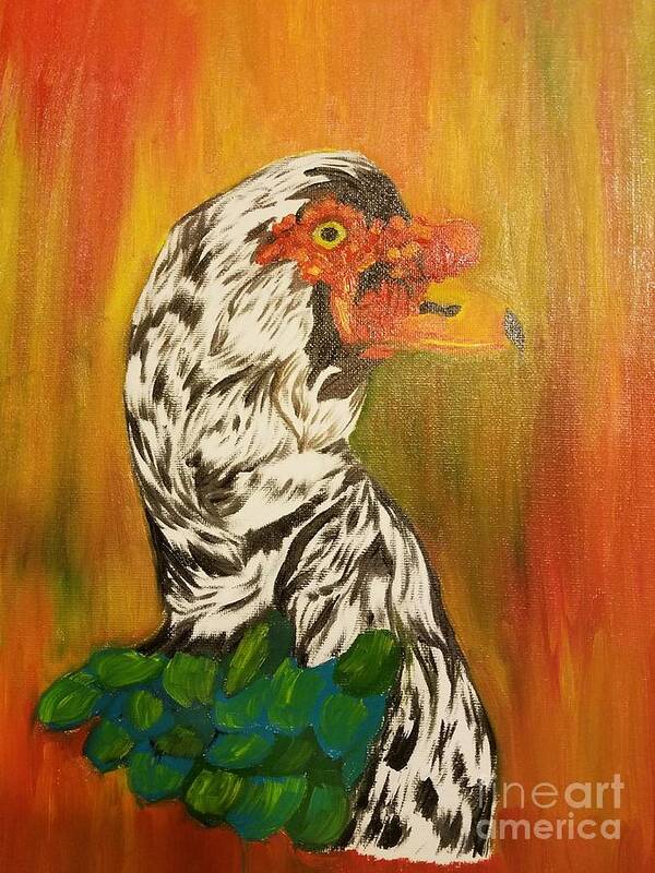 Autumn Muscovy Portrait Poster featuring the painting Autumn Muscovy Portrait by Maria Urso