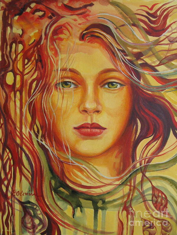 Woman Poster featuring the painting Autumn wind 2 by Elena Oleniuc
