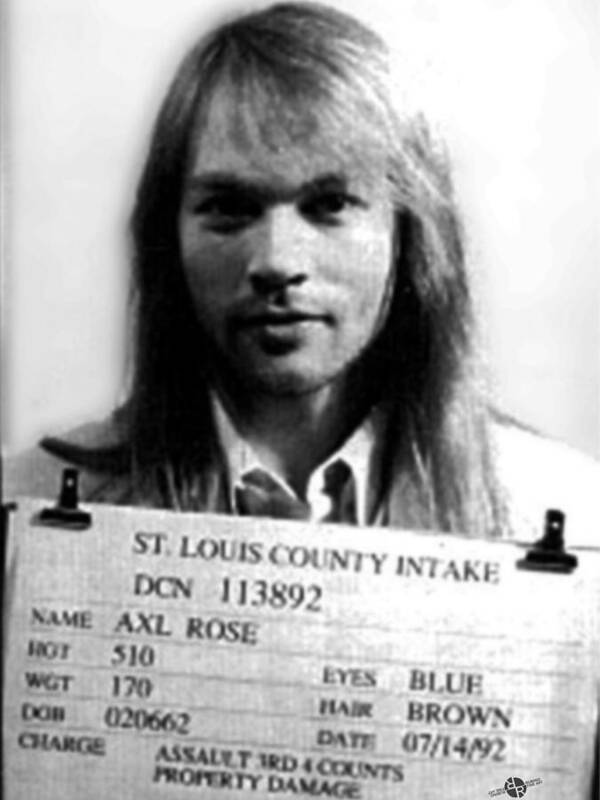 Axl Rose Poster featuring the painting Axl Rose Mug Shot 1992 Front Photo by Tony Rubino