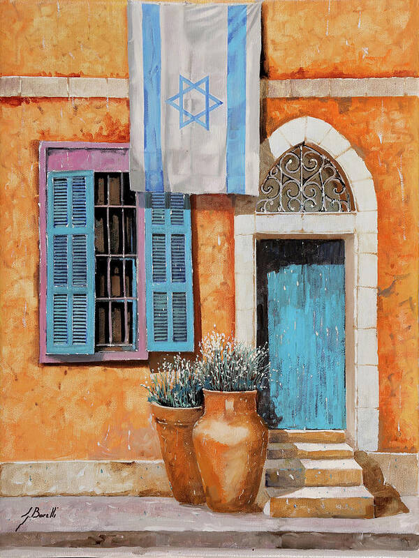 Azul Poster featuring the painting Azzurro Israele by Guido Borelli