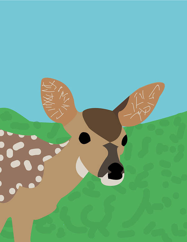 Fawn Poster featuring the digital art Baby Deer Spanky by Caroline Elgin